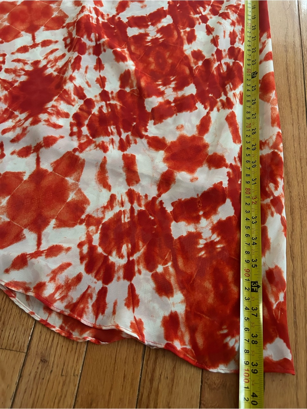 INC International Concepts Red White Tie Dye Maxi Skirt Small Bohemian Flowy - Picture 7 of 8